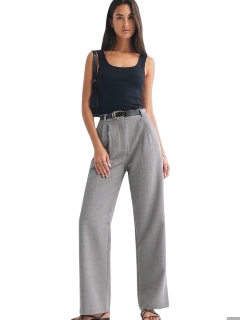 Abercrombie Sloane Tailored Wide-Leg Pants in Grey